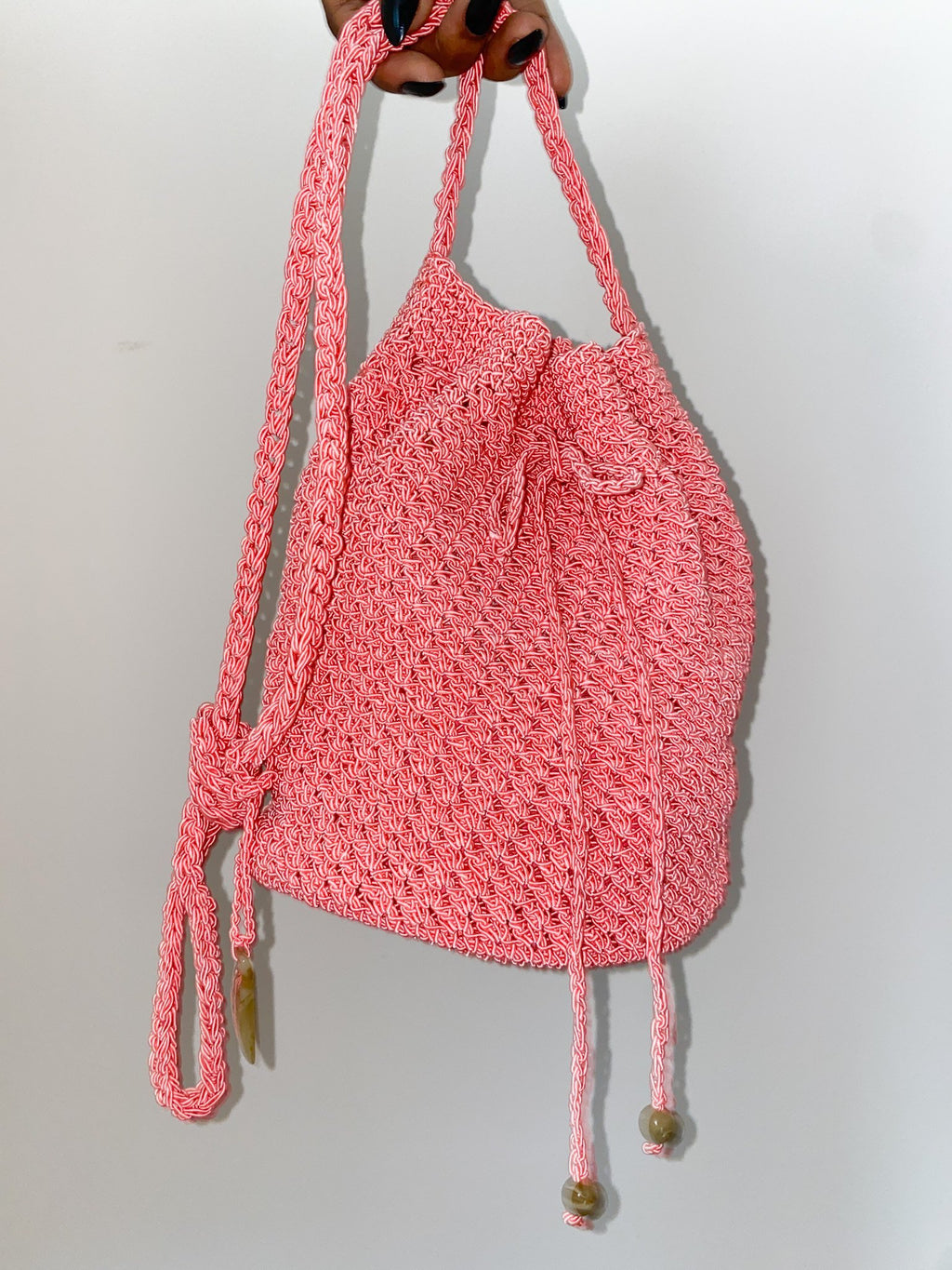 reworked Coral Knit Drawstring Pouch Bag - Unorthodox by Essence