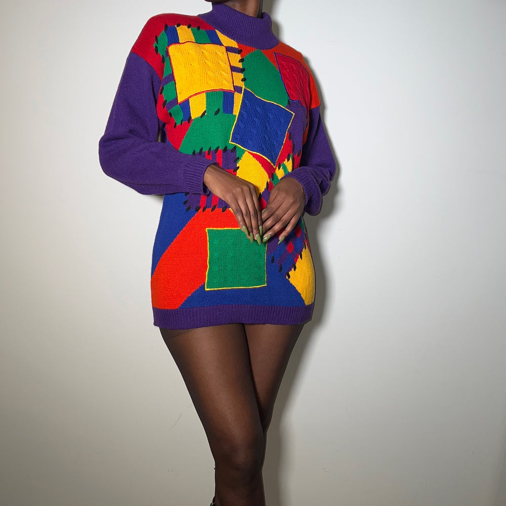 90’s Vintage Abstract Color Block Sweater