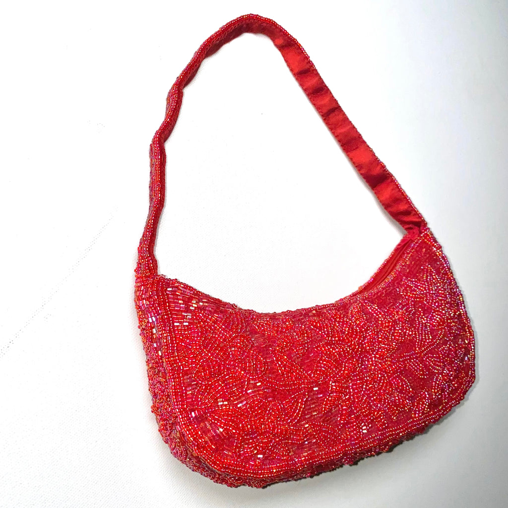 Y2K Bead Embellished Baguette Bag