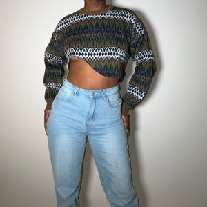 Asymmetric Cropped Vintage Sweater